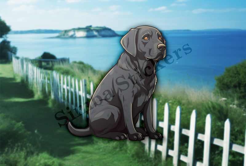 Black labrador dog sitting