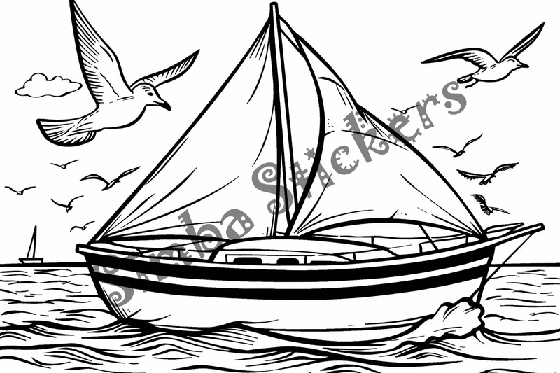 Colouring pages, bundle of seagulls, 50 images