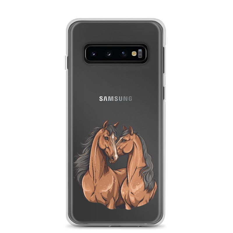 Clear Case for Samsung, Two brown horses snuggling, tdwcyd