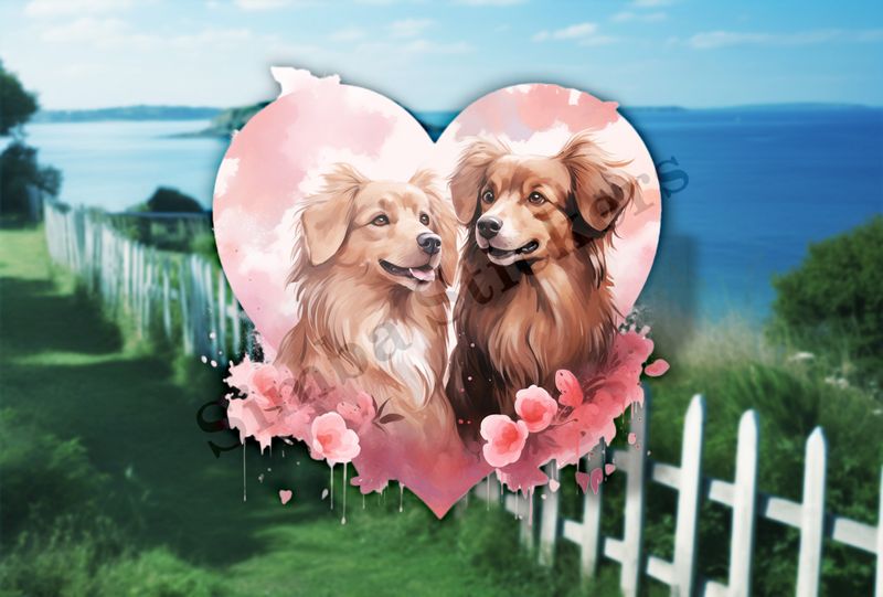 Dogs in love, watercolour
