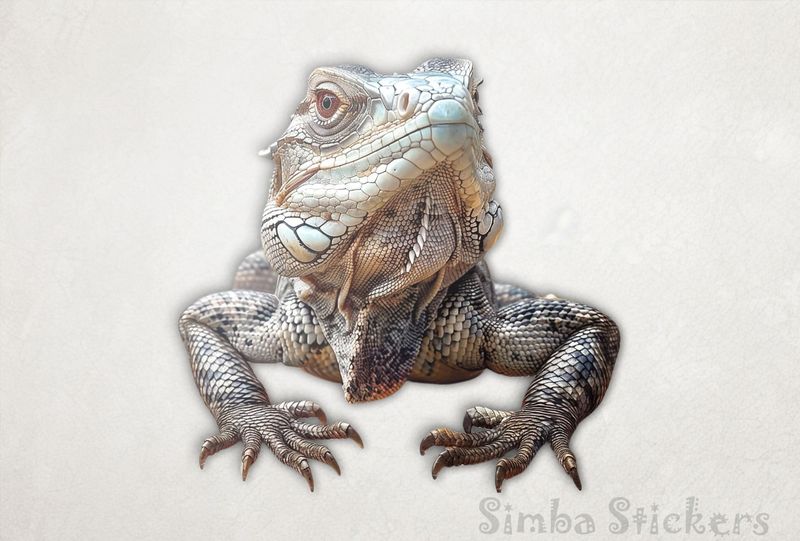 Poweful-looking lizard being serious