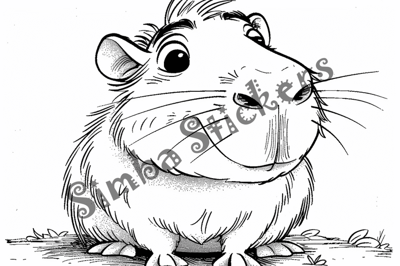 Colouring pages, bundle of capybaras looking cute, 10 images