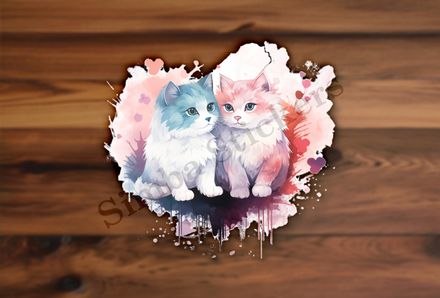 Cats in love, watercolour