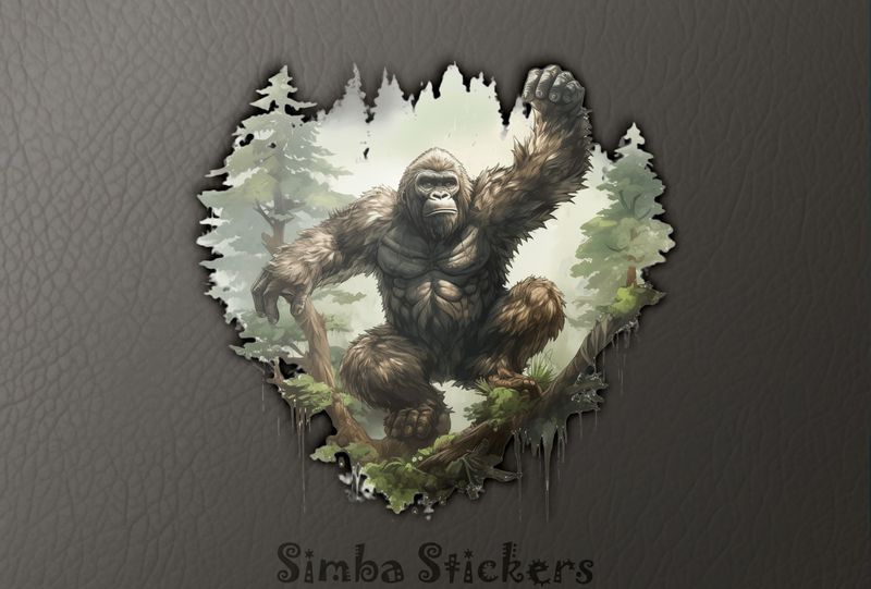 Gorilla jumping from tree in thick forest, xole3i