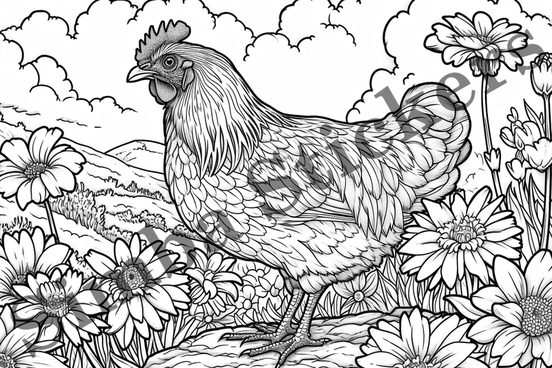 Colouring pages, Bundle of chicken, 25 images