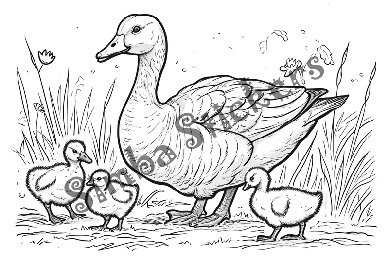 Colouring pages, bundle of geese, 25 images