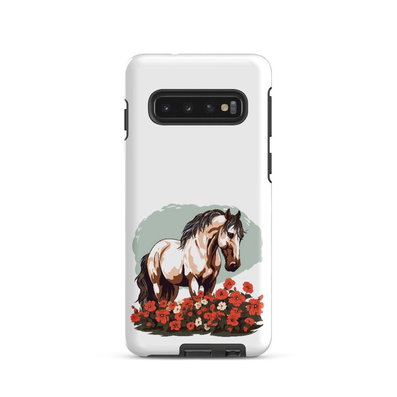 Tough Case for Samsung, Brown horse in field of red flowers, n4w2fj