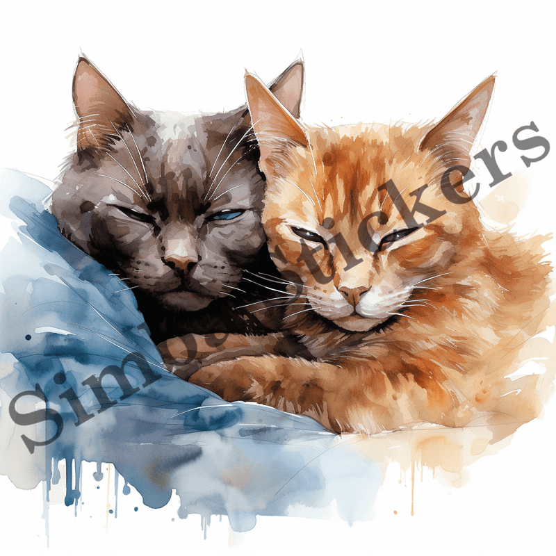 Burmese cats, watercolour, image set, 10 images