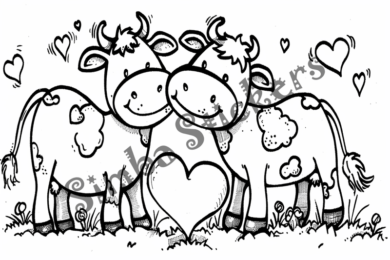 Colouring pages, bundle of cattle in love, 10 images