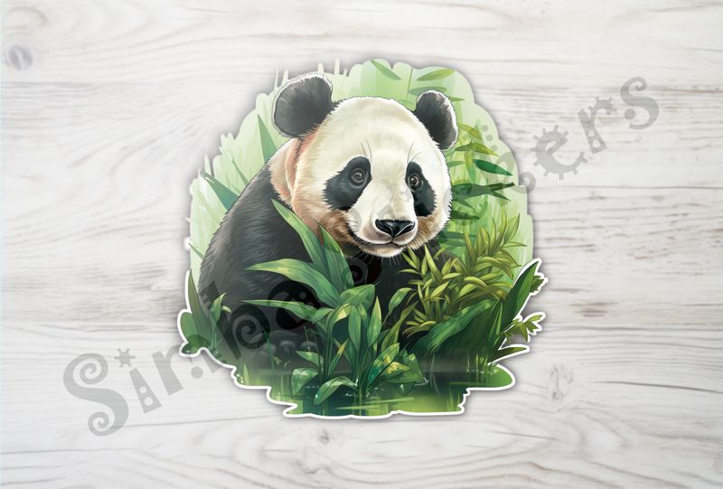 Panda amongst thick green leaves, pl6gni