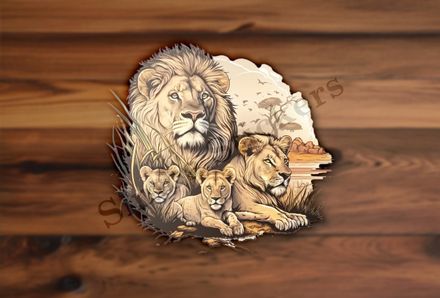 Male lion with cubs