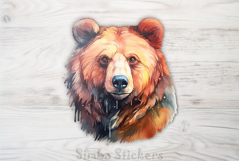 Bear staring, warm watercolour, e8xlk4