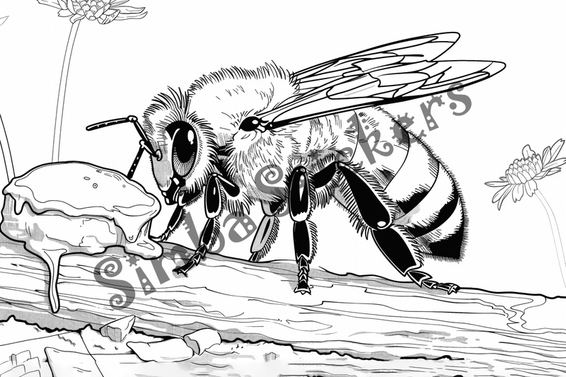 Colouring pages, bundle of bees, 50 images