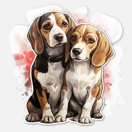 Beagle dogs in love, image set, 10 images