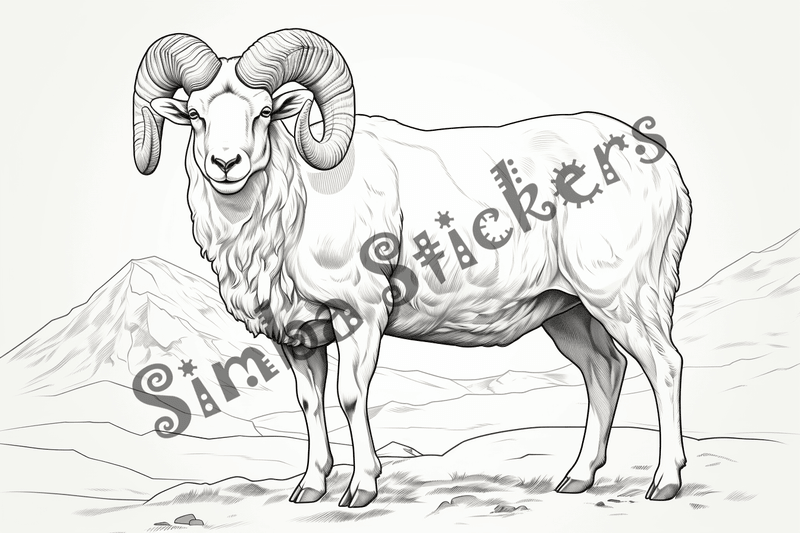Colouring pages, bundle of singular sheep, 10 images