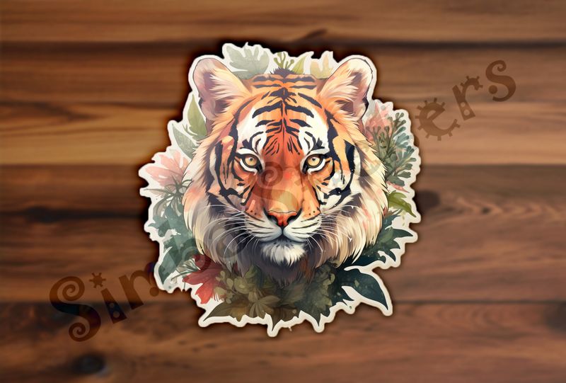 Tiger face in the green