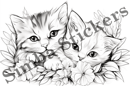 Colouring pages, Bundle of cats in love, 10 images