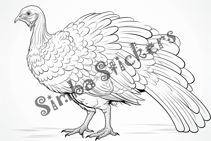 Colouring pages, bundle of individual turkeys, 25 images