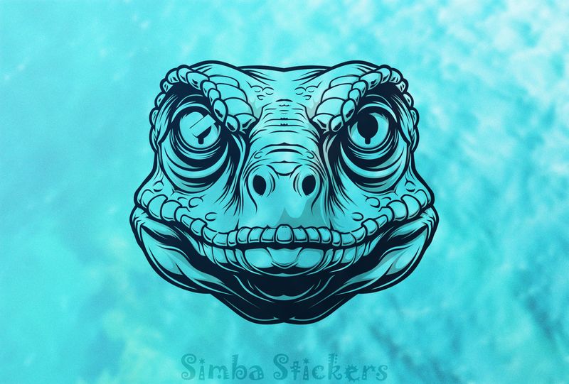 Dinosaur stone-faced and looking serious, outline art