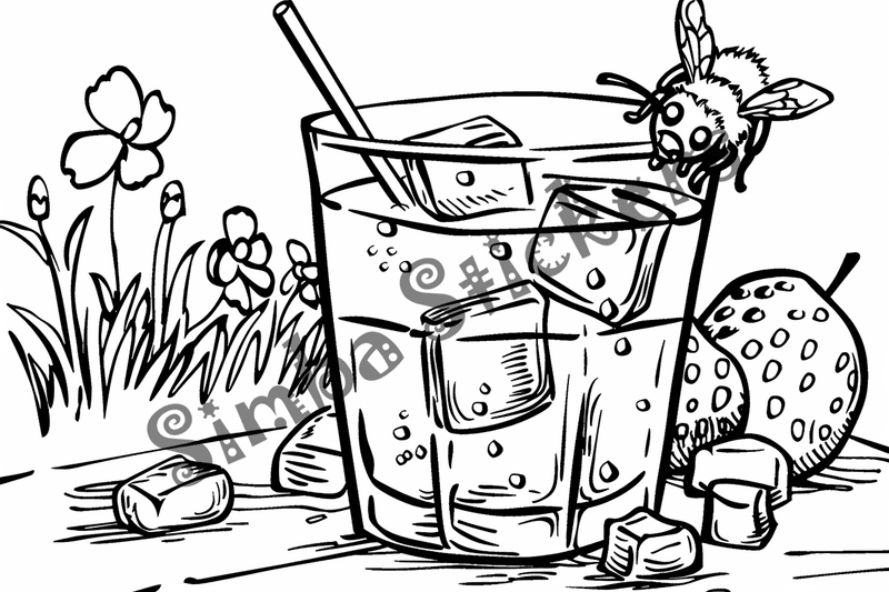 Colouring pages, bundle of bees with glasses, honeycombs or flowers, 25 images 2