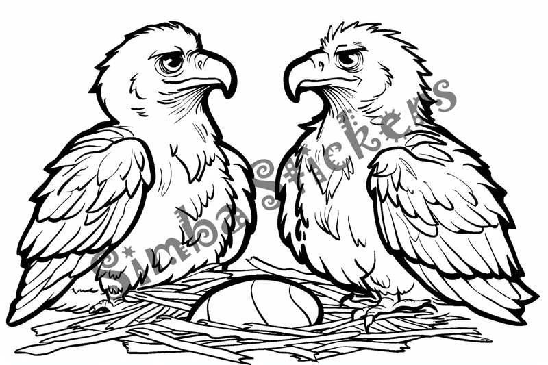 Colouring pages, bundle of vultures with chicks or eggs, 25 images, rm6krw