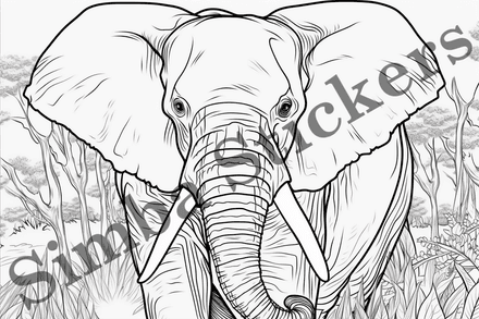 Colouring pages, Bundle of elephants, 25 images