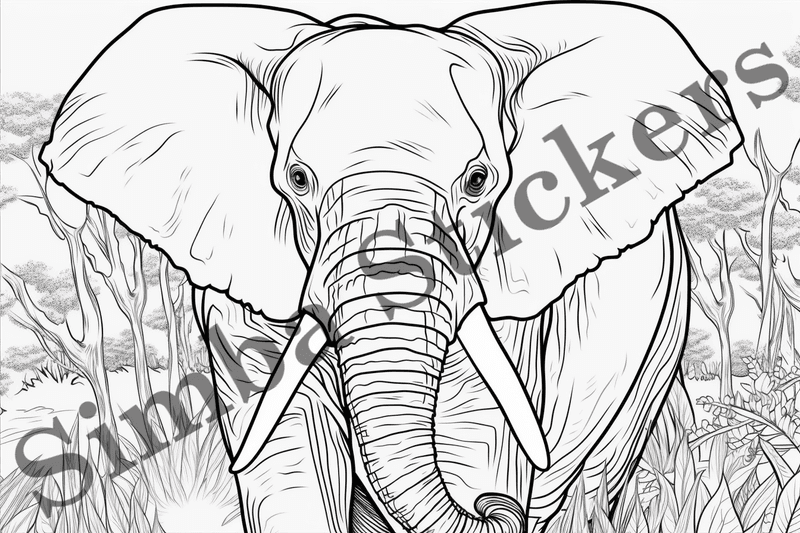 Colouring pages, Bundle of elephants, 25 images