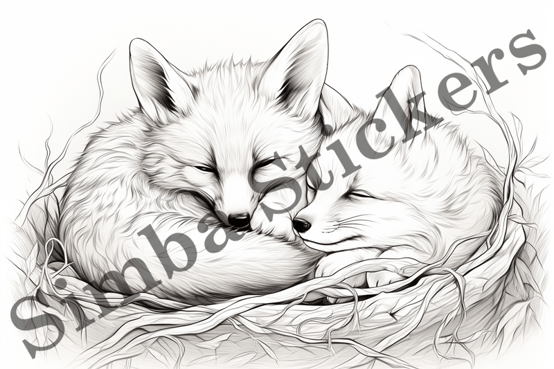 Colouring pages, Bundle of foxes, 25 images