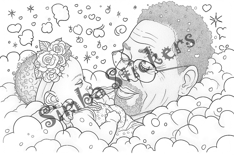 Colouring pages, bundle of people, grandparents and family, 25 images