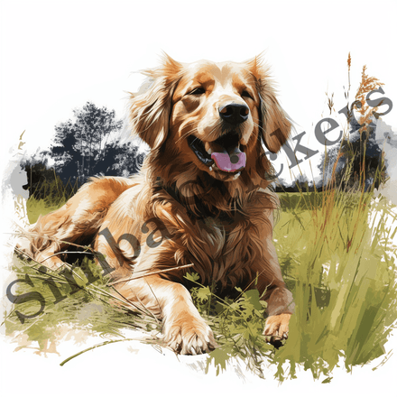 Dog in greed grass, image set, 10 images