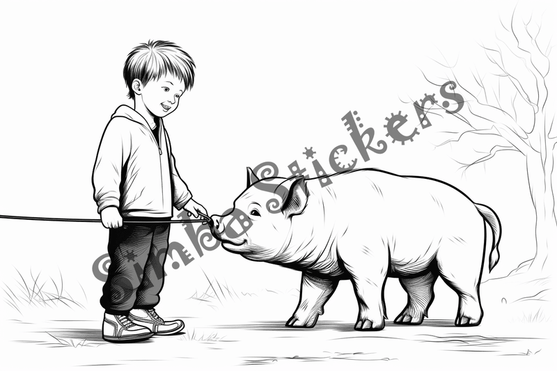 Colouring pages, bundle of pigs, 25 images