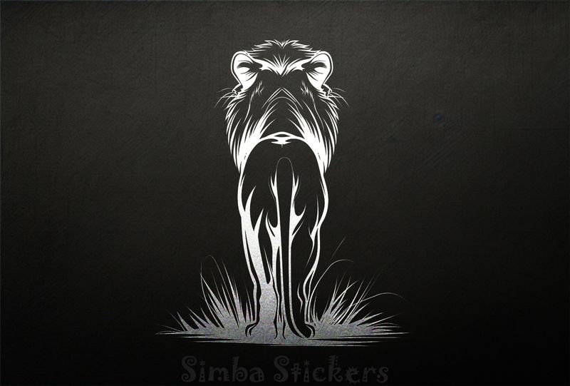Lion standing, seen from the back, outline art, yg3nsy