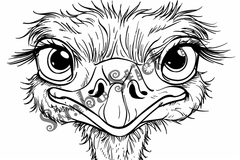 Colouring pages, bundle of ostriches, 50 images