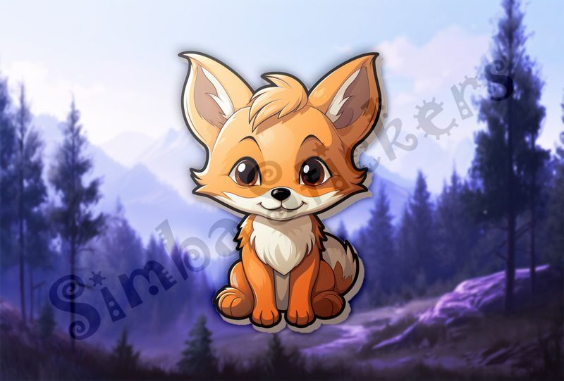 Baby red fox looking straight ahead and smiling