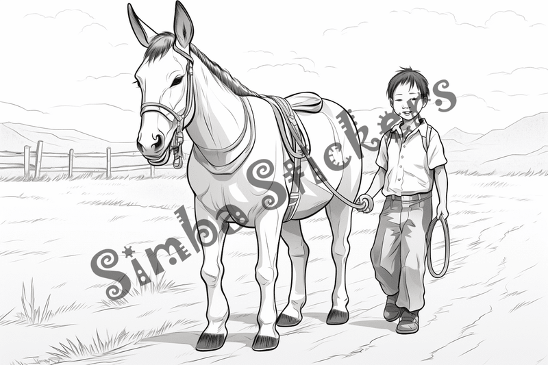 Colouring pages, bundle of mules, 25 images