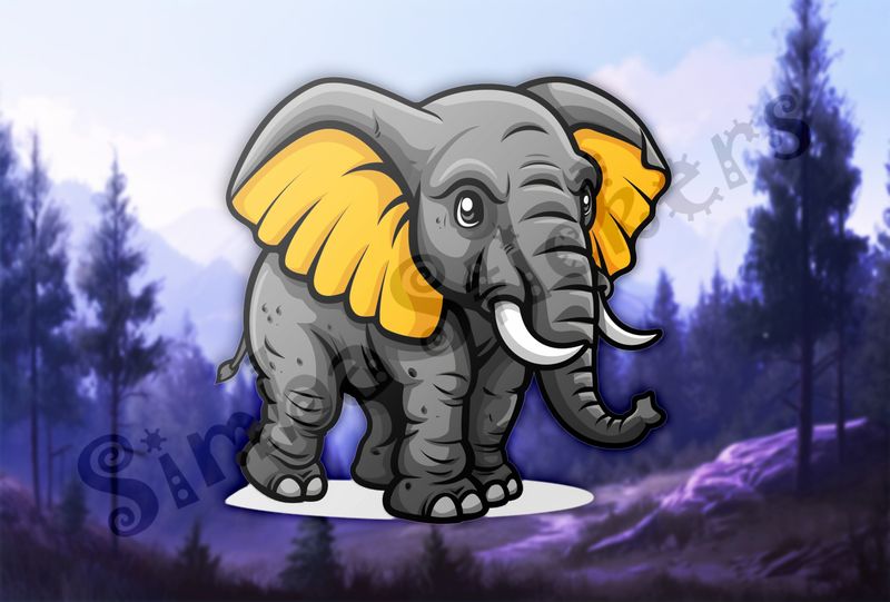 Cute elephant with yellow ears