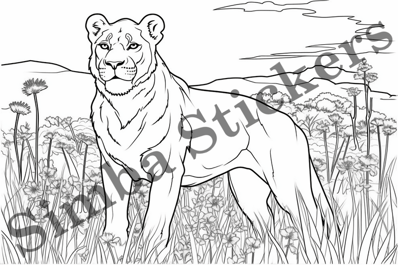 Colouring pages, Bundle of lions, 25 images