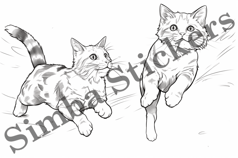 Colouring pages, Bundle of cats, 10 images