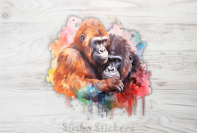 Gorillas in loving embrace, head-to-head, opukzy