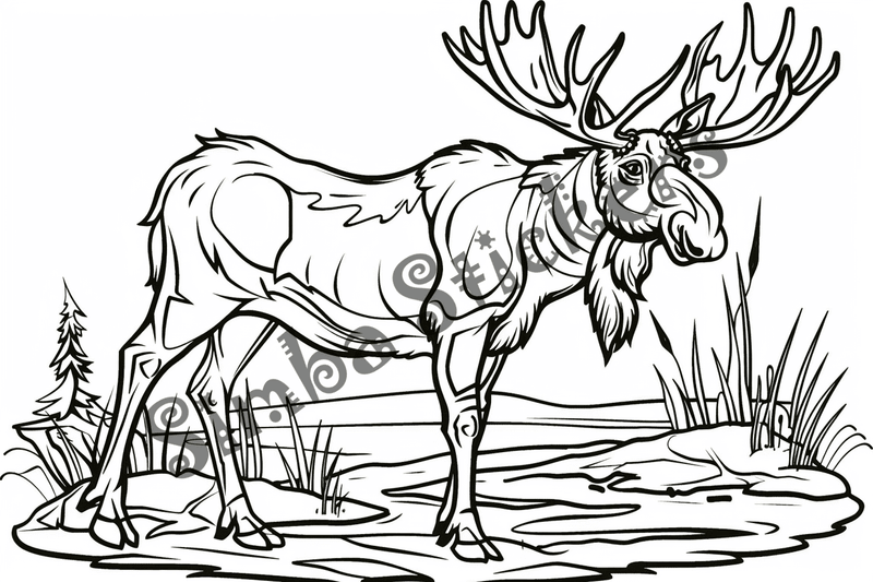 Colouring pages, Bundle of moose, 50 images