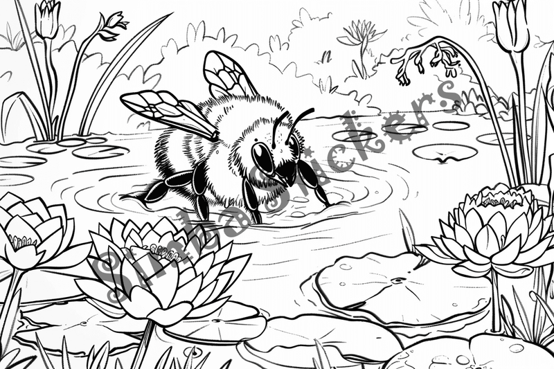 Colouring pages, bundle of bees, 50 images