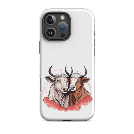 Tough Case for iPhone, Bull and cow, romantic, reddish clouds, qoucds