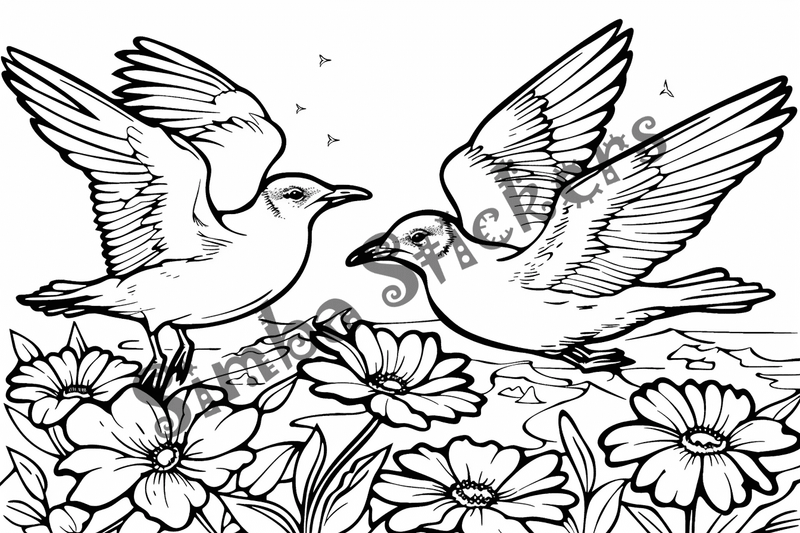 Colouring pages, bundle of seagulls 3, 25 images