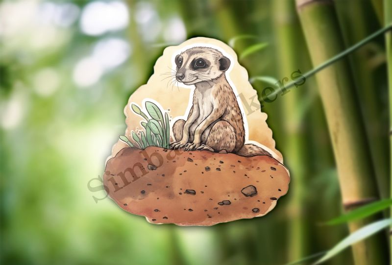 Meerkat above a hole, watercolour