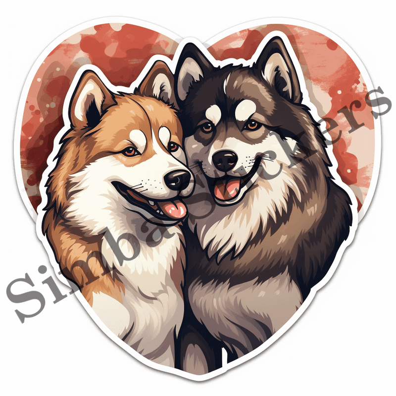 Akita dogs in love, image set, 10 images