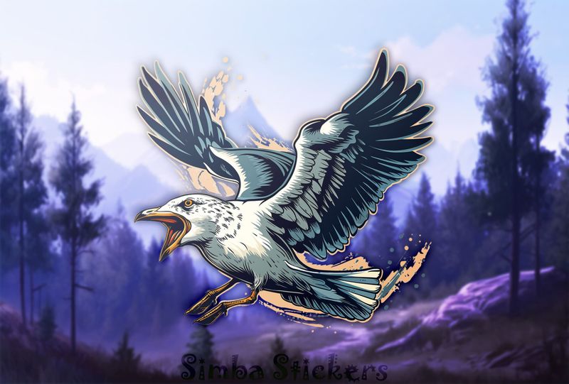 Seagull screaming in flight, blu8la