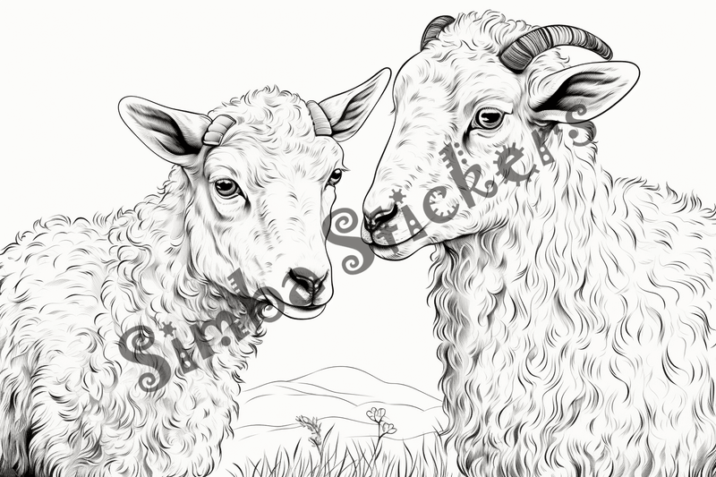 Colouring pages, bundle of sheep, 25 images 2