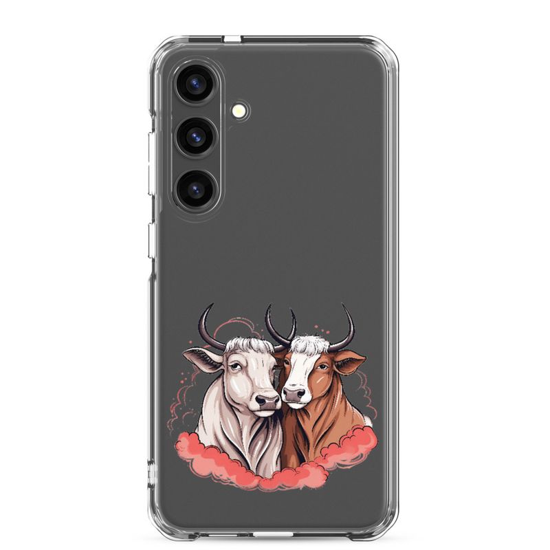 Clear Case for Samsung, Bull and cow, romantic, reddish clouds, qoucds