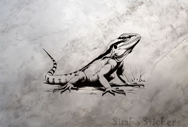 Lizard full-body with large claws outline art