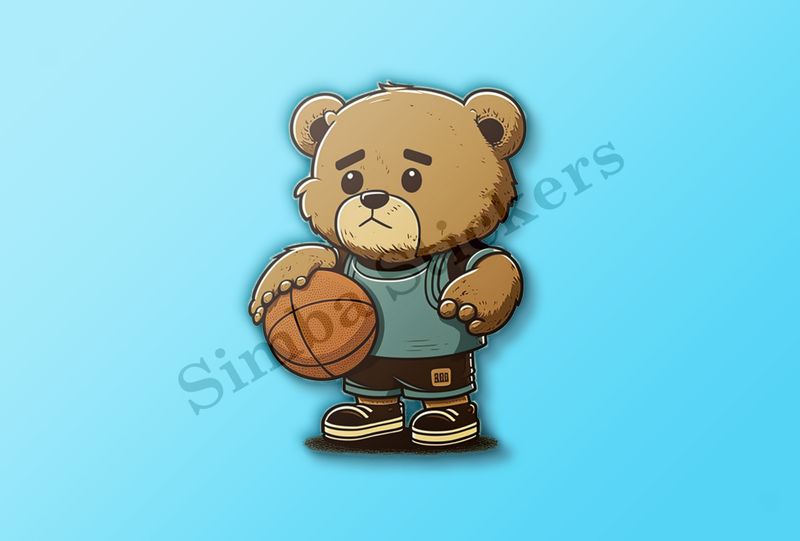 Teddybear holding a basketball